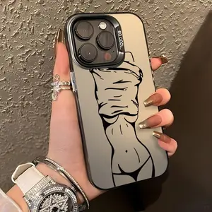 Sexy stripped back female Lightning McQueenPhone Case, lMD Material Black, Suitablefor iPhone 16 Pro Max, 11, 12,13 Pro Max, 14 Pro Max, and15, Design Black Friday LB Protectors
