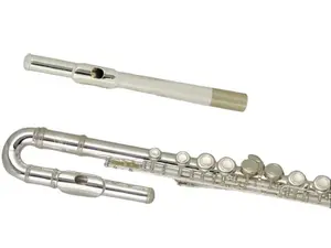 DYMUSIC Wisemann DFL-450 Flute with Leather Cover, 16-High, Curved/ straight Headjoint, Silver-Plated Finish, Lightweight Design