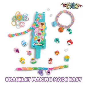 Rainbow Loom Loomi-Pals Collectible Bracelet Kit - Auto Loom for Faster Bracelet Making with 300 Rubber Bands & 30 Loomi-Pals Charms Diy Beading Accessories Beaded Jewelry