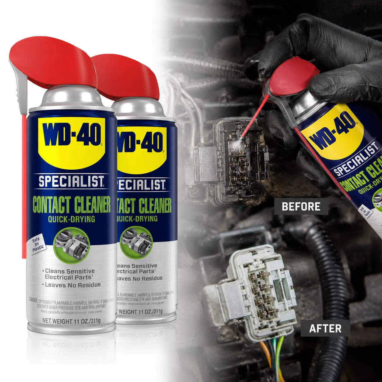 WD-40 11 oz. Contact Cleaner, Quick-Drying Electric Equipment Cleaner with Smart Straw, Electrical Contact Cleaner, Circuit Board Cleaner, No Residue Cleaner, Safe for Electronics, Precision Cleaner, Battery Terminal Cleaner, NSF Listed Cleaner.