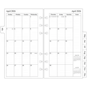 2026-2027 Monthly Planner Refill, 3-3/4" x 6-3/4", Apr 2026 to Dec 2027, Personal Portable Size