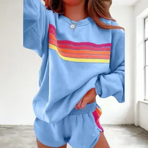 Rainbow Stripe Hoodie Set | Casual Street Style Two-Piece Must-Have | Colorful Rainbow Print Outfit |