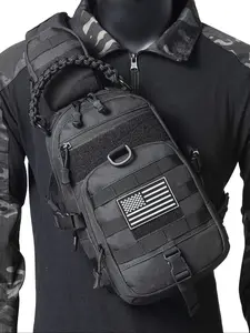 Multifunctional Sports Chest Bag, Outdoor Multi-Pocket Shoulder Crossbody Bag, Hiking Camping All-Season Use, Sporty Style, Tactical Crossbody Bag