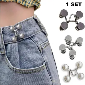 Jeans Button Lightener, Pant Waist Tightener, Detachable Jean Buttons, Adjustable Buttons for Loose Jeans, No Sew & No Tools Needed Button Pins for Jeans