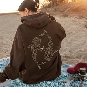 Whale Shark Aesthetic Hoodie, Cute Marine Life Sweatshirt, Ocean Lover Coastal Pullover, Cozy Daily Wear Hoodie For Women & Girls