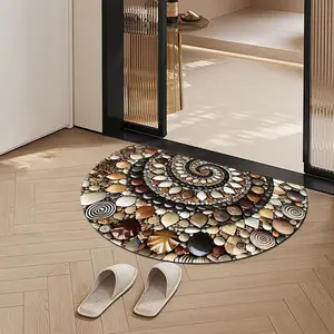 Front Door Mat Outdoor Entrance, Heavy Duty Doormat Half Circle Rug for Outside Entry, Welcome Mat for Indoor Half Round Door Mats with Non Slip Rubber