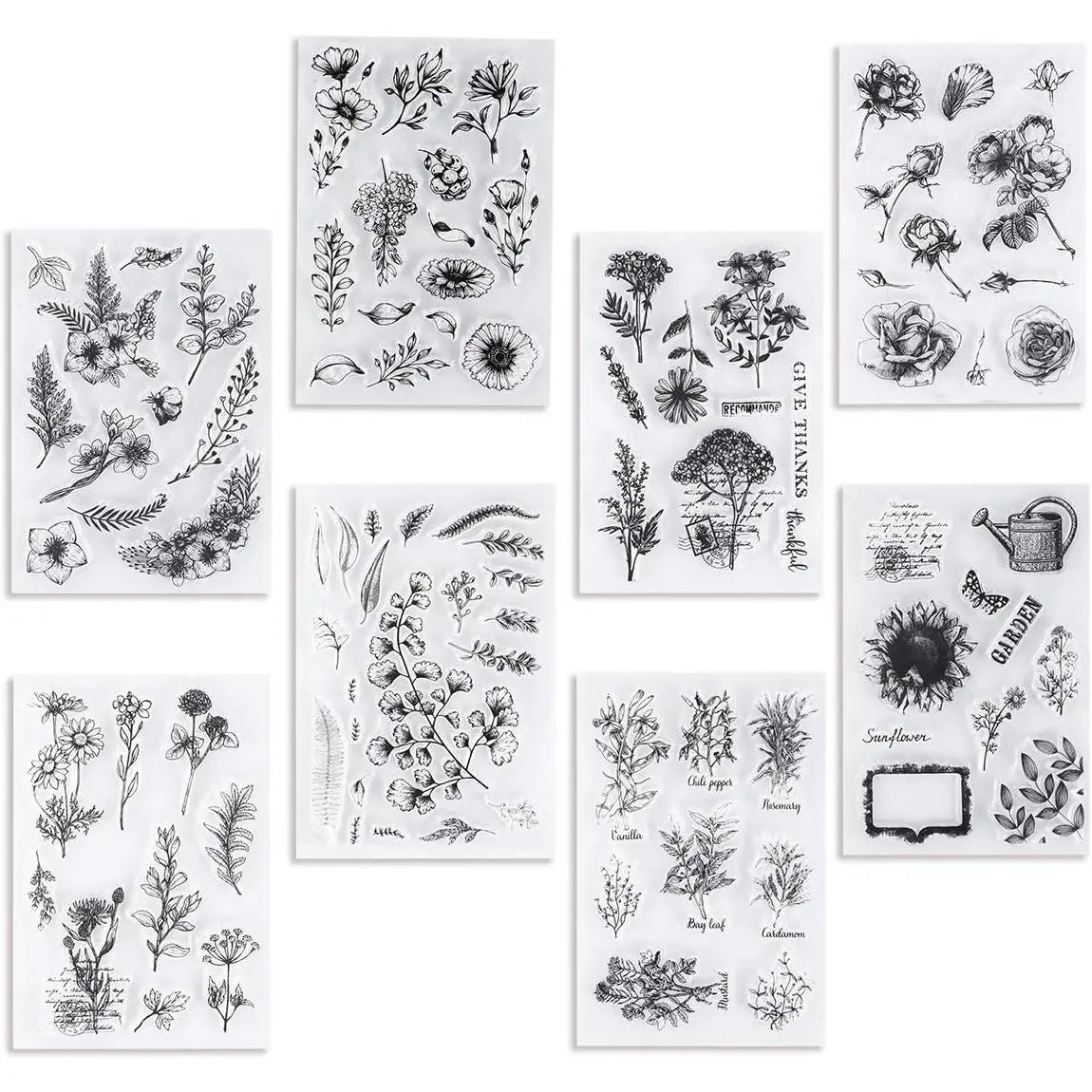8 Sheets Clear  for Card Making,   for Crafting, Clear Rubber    and Decoration and DIY Scrapbooking