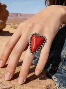 Boho Turquoise Heart Ring – Handmade Style Fashion Jewelry