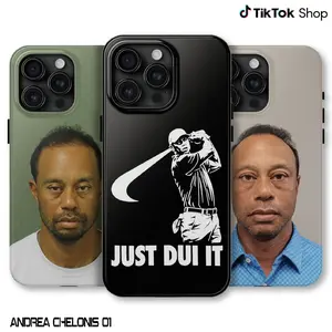Funny Tiger Woods Just Dui It Phone Case, Driving Under the Influence, Tiger woods mug shot 2017 2026 Phone Cover, GOAT Greatest of All Time 17 Air Pro Max