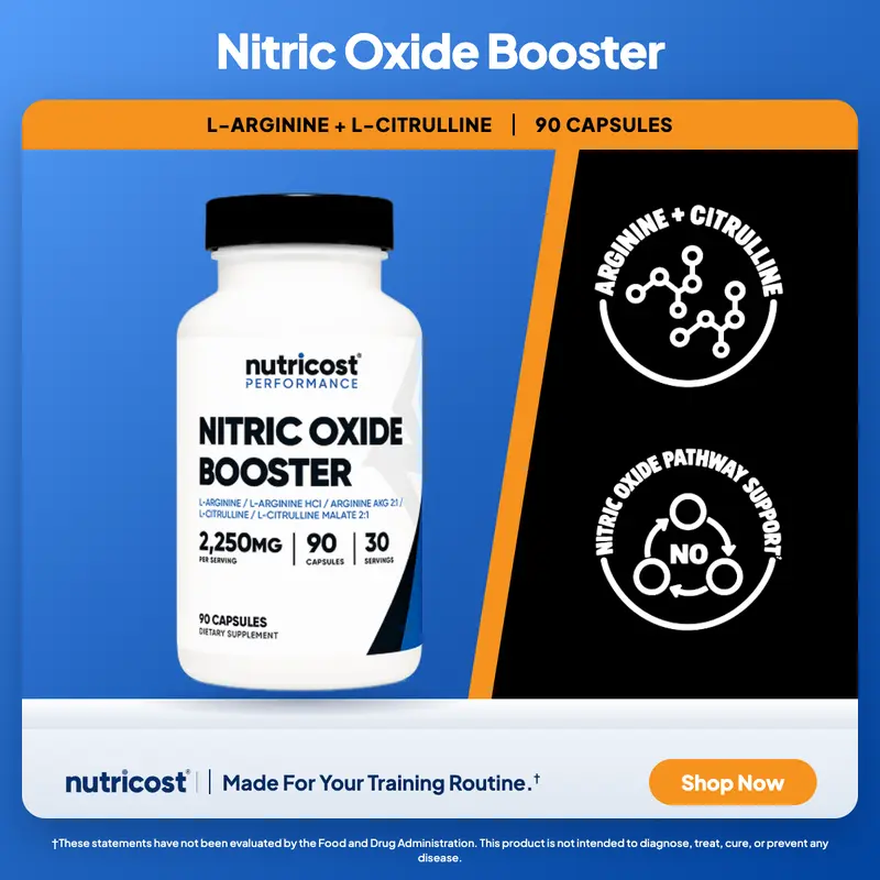 Nutricost Nitric Oxide Booster Capsules - 2250mg per Serving - Dietary Supplement