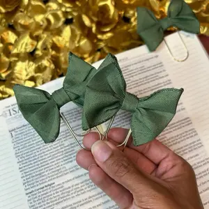 Dark Green Bible Bow Bookmark Clip-Bookmark Clips