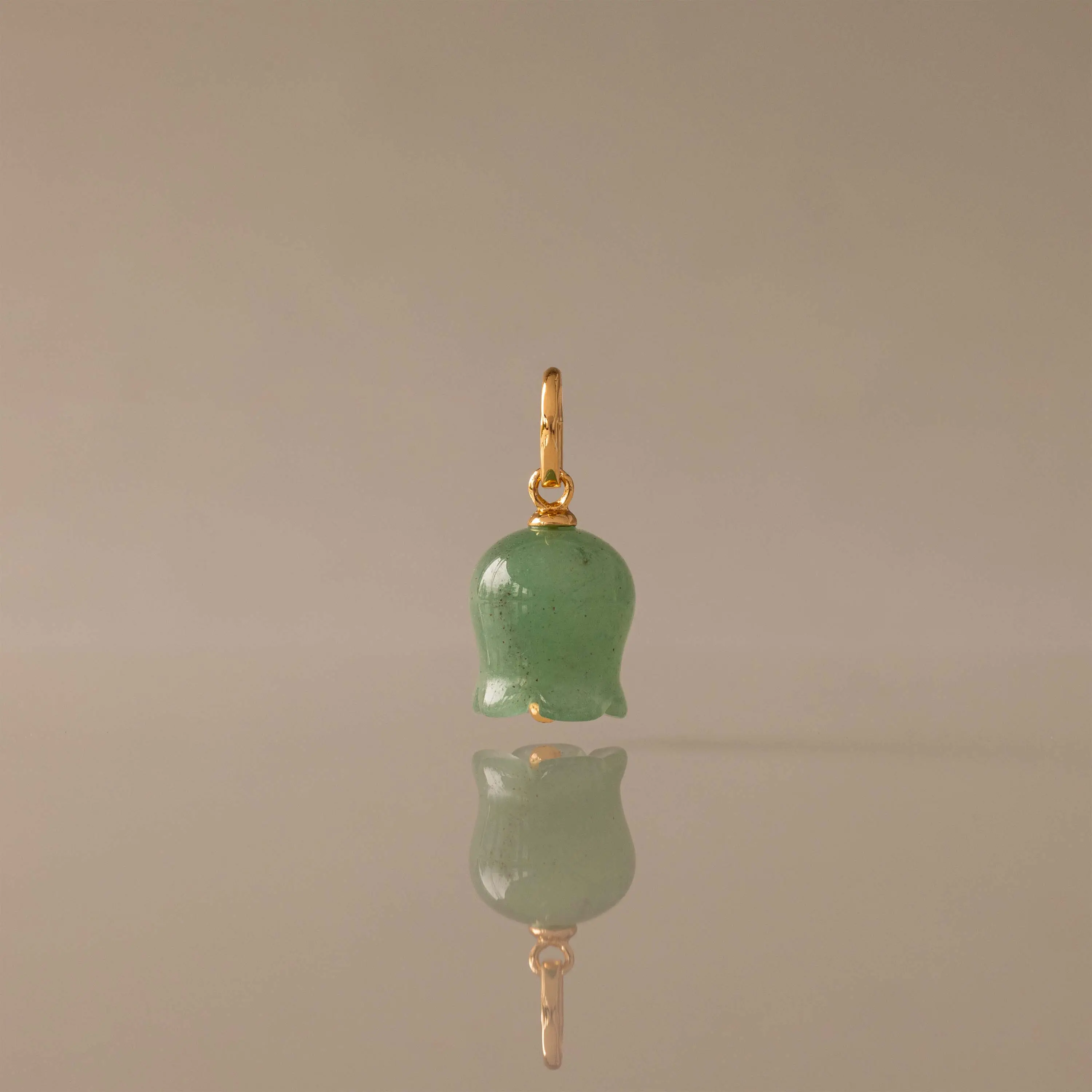 Jade Bellflower Charm by Caitlyn Minimalist - Dainty Green Gemstone Flower Charm for Necklace & Bracelet - Cute Floral Jewelry - Birthday Gift