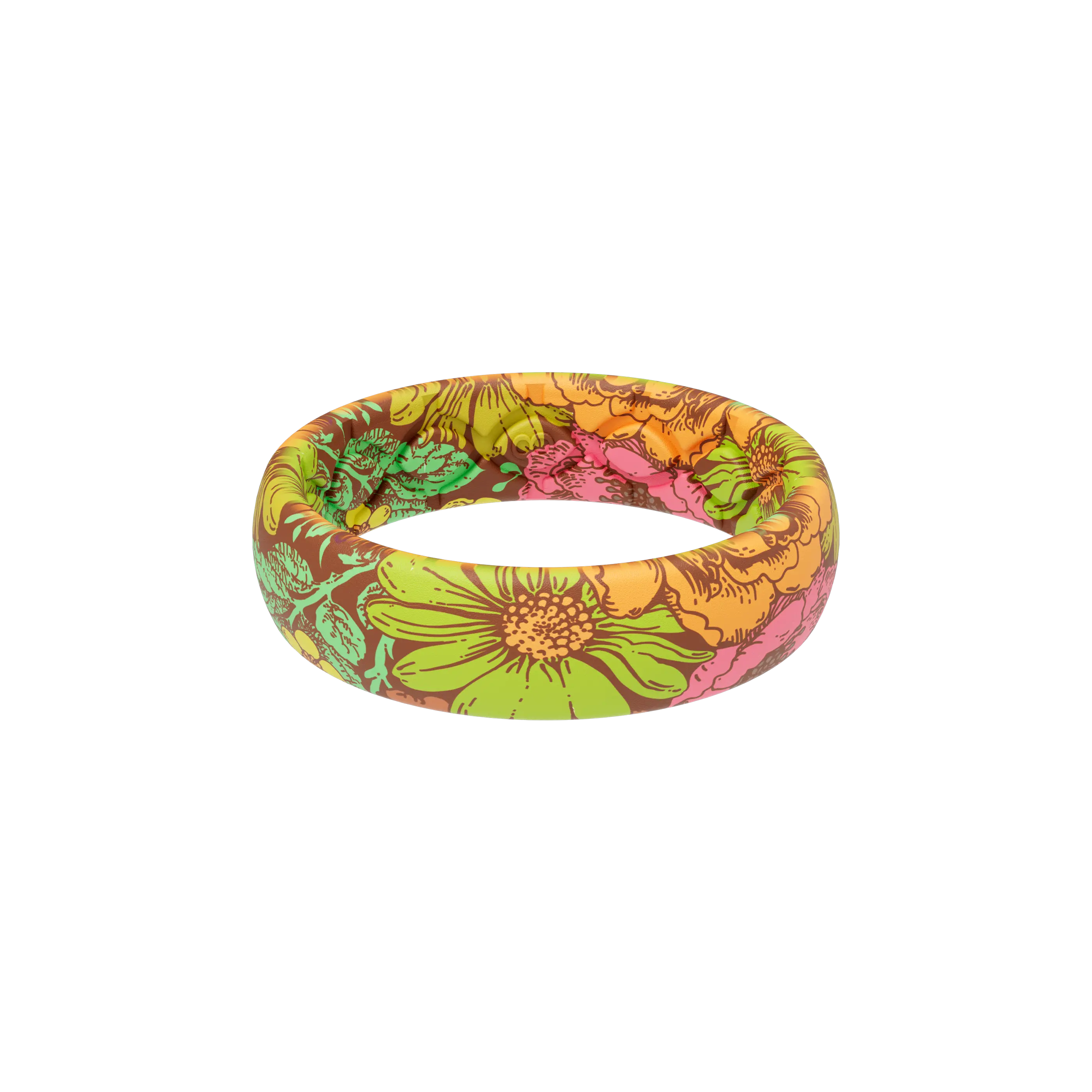 Groove Ring – Lightweight Thin Band for Women, Everyday Wear, Vintage Inspired – Retro Floral