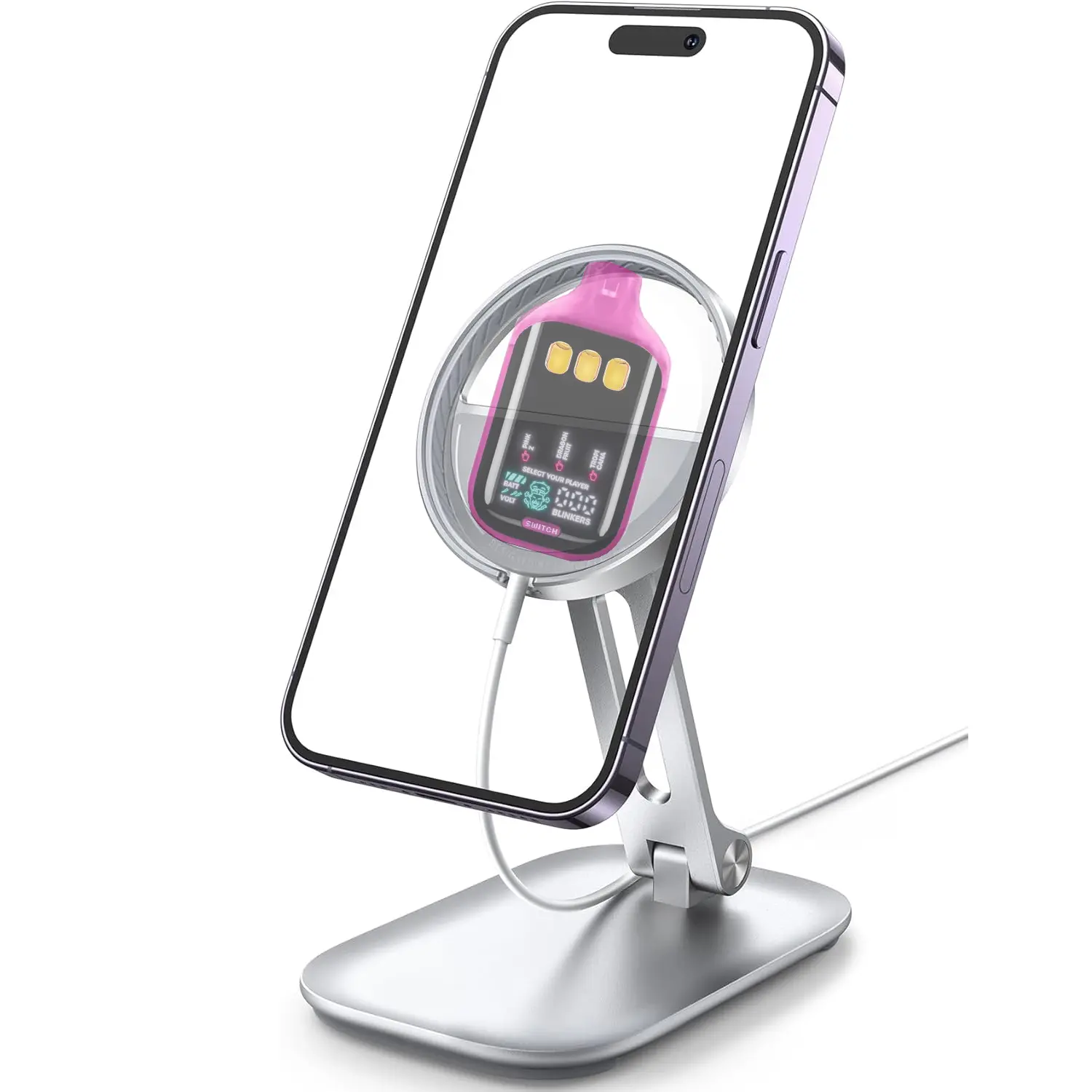Boutique V5 Aluminum Cell Phone Stand, Adjustable Desk Phone Holder for iPhone | Adjustable Viewing Angle, Stable Anti-Slip Base, Case Friendly for iPhone 17 16 15 14 Pro Max, Office Desk Essential Cellphone Smartphone Mount