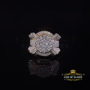 King Of Bling's 925 Silver Yellow Rhodium Plated 5.37ct Cubic Zirconia Cocktail Womens Ring SZ 8