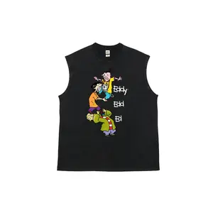 Cartoon Graphic Washed Sleeveless Tank Top | Vintage  Shirt for Men & Women