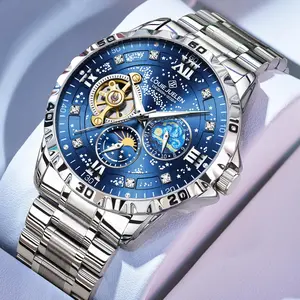 Men's 'Celestial' Automatic Watch: Swiss Movement, Sapphire Crystal, Full Stainless Steel, Luminous