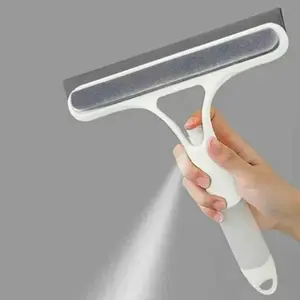 3 in 1 Window Cleaning Scraper, Squeegee and Scrubber with Spray, Multifunctional Household Cleaning Tool, Car Windshield Cleaner,Lightweight Silicone Microfiber Wipe, Home Cleaning Tool