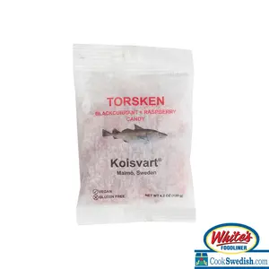 Kolsvart Torsken Blackcurrant & Raspberry Swedish Candy Fish, 4.2oz