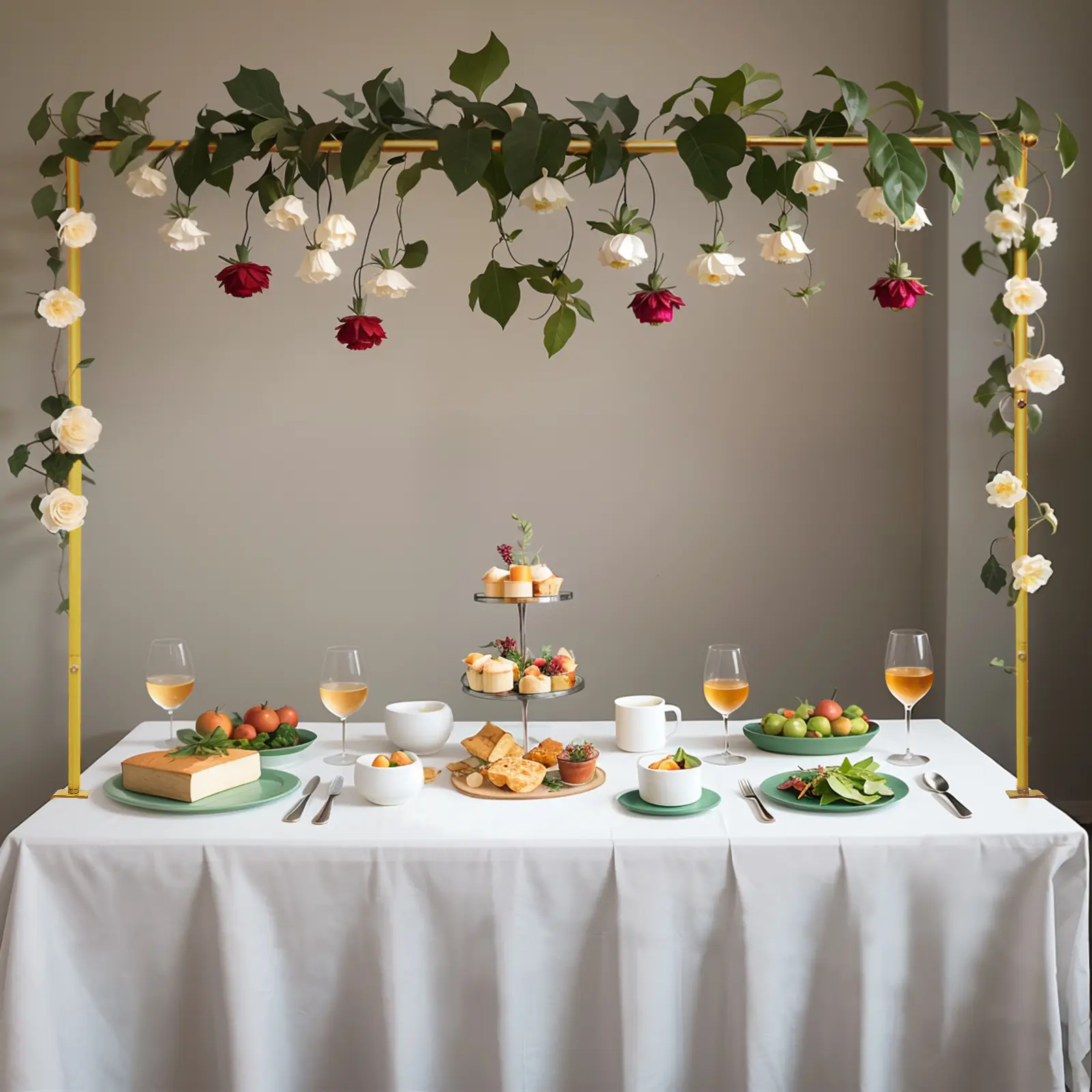 Metal Adjustable Tabletop Rod Stand Arch with Clamps - Party Decorations Banners, Christmas/Birthday/Bonfire Event Decor, Wedding Backdrop Display | Home & Festive Supplies