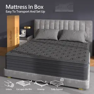 Hybrid Mattress 12/14 Inch Queen Size Memory Foam Pocket Spring Medium Firm Cooling Gel Lumbar Support Motion Isolation CertiPUR-US Certified Bed in a Box for Home Hotel Christmas Gift