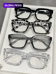 Unisex Fashionable Stylish Square Frames Non-prescription Eyeglasses, Square Frame Eyewear, Trendy Casual Clear Eyeglasses for Everyday Use, Fashion Accessories for Outdoor Activities