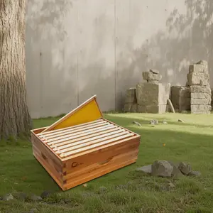 GARVEE 10 Frame Bee Hive Box, Medium Wax Coated Honey Super Bee Hive Kit with Frames and Foundations Sheets for Beginners Beekeepers