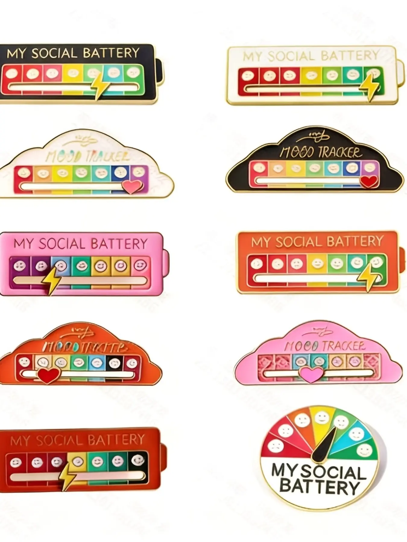 10 Piece Set Emotion Energy Pins, Lapel Pins, Neutral Social Energy Badges, Mood Slider Brooches, Ideal for Daily Wear and Holiday, Perfect Gift Accessory, Men Accessories, Alloy Brooch Pin