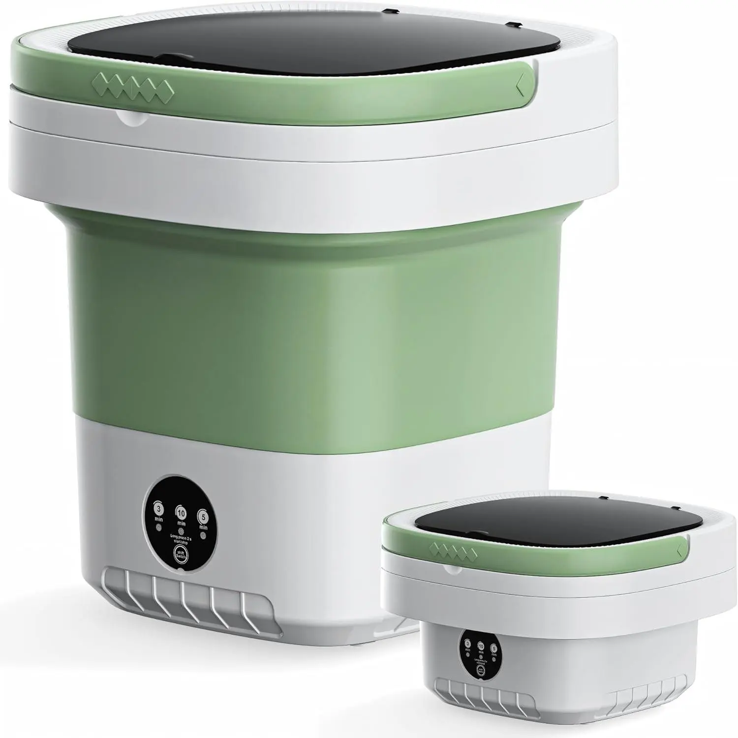 16L Compact Foldable Portable Washing Machine - 45dB Quiet Operation, 3 Modes, No Installation Needed, 13*12 Inches, Lightweight, Easy to Carry, for Travel & Camping Use (Green), Dorms