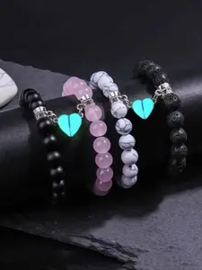 Magnetic Attraction Bracelet, Fashionable Stone Beaded Bracelet for Couple, Luminous Heart Charm Bracelet, Heart Design Bracelet, Fashion Accessories for Men & Women