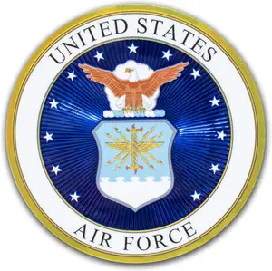 Officially Licensed US Air Force Premium Decal (.")| Metallic D Embossing All Weather Sticker for Car, Water Bottle, Laptop, Cooler, Bumper, Phone & More| Made in the USA