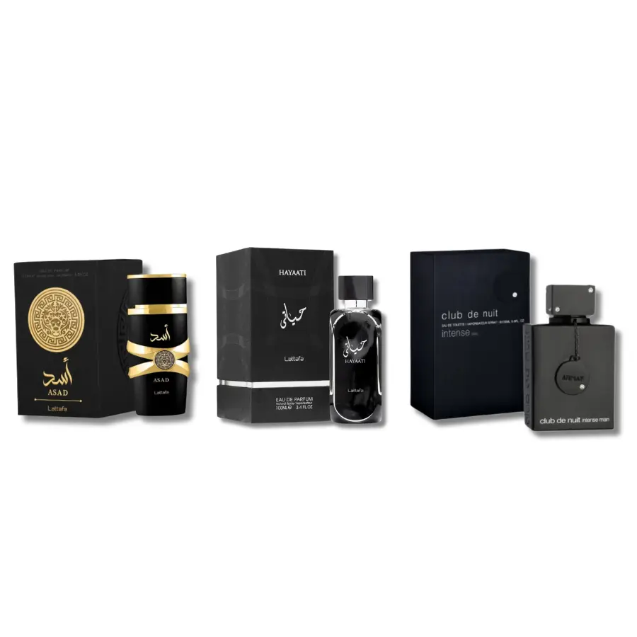 Lattafa Asad, Hayaati EDP 3.4FL.OZ & Armaf CDN Intense EDT 3.6FL.OZ
