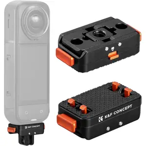 K&F CONCEPT Magnetic Quick Release Camera Adapter Mount (1Pc, Aluminum Alloy) with 1/4" Screw Hole, Magnetic Clamp, Safety Lock, Foldable Tripod Silicone Base, Clip for Insta360 X5, X4 Air, Ace Pro 2 Selfie Setup