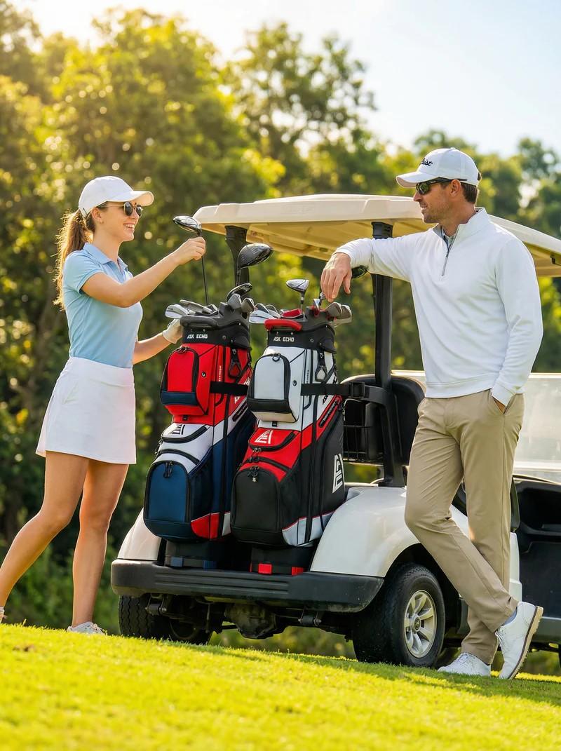 Ask Echo T-Lock Golf Cart Bag - Quiet 14-Way Full-Length Divider,best golf bags,golf bags for men,High-Density Nylon Resists Wear, Ice-Ready Pocket, Nylon Fabric, Golf Accessory