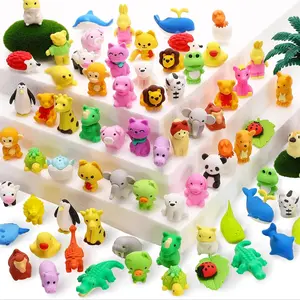 Random Animal Erasers Desk Pets Decorative Appeal, Pencil Erasers Bulk Packaging, Puzzle Gifts Fun Gifting, Treasure Box, Easter Egg Fillers, Goodie Bag Stuffers, Party Favors, Puzzle Element