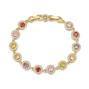 MEIITRUE 14K Gold Plated Multi Colored Tennis Bracelet for Women Hypoallergenic Cubic Zirconia Bracelet Adjustable Glow in Five Ways Fashion Jewelry Gift for Girls