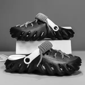 Men’s EVA Lace-Up Chunky Clogs, Paracord Strap Slip-On Sandals, Outdoor Water Shoes