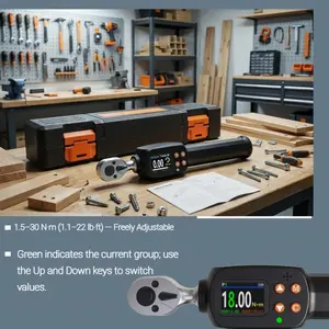 Electronic Digital Torque Wrench (kgf·m) — Adjustable, High-Precision Digital Torque Wrench (1.5–30 N·m / 1.1–22 lb·ft); Suitable for Bicycle, Motorcycle, and Automotive Repair. Ratchet Torque Wrench