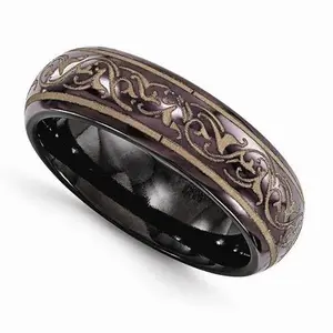 Edward Mirell Black Ti Domed Anodized Copper Color Ring - 6mm