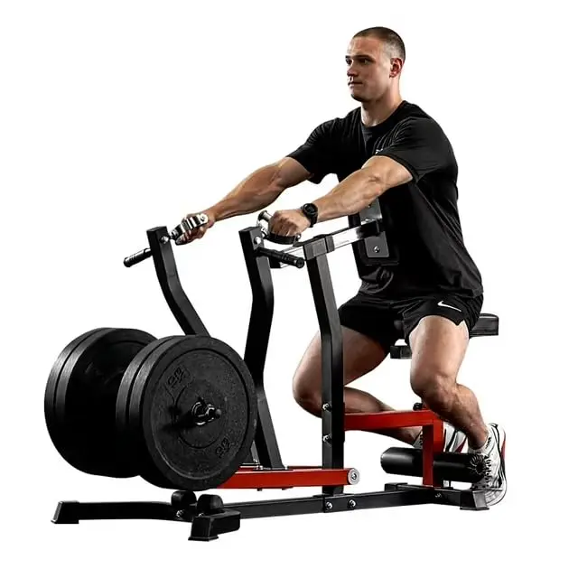 MIKOLO Seated Row Machine, Plate-Loaded Back Gym Equipment, Adjustable Lat Machine with Independent Arms, 400LBS Capacity Strength Training Weightlifting