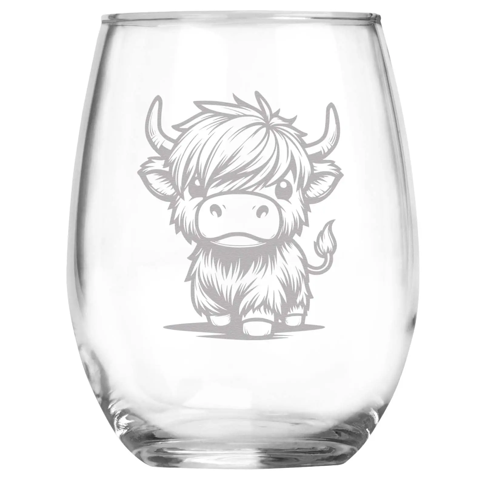 Cute Highland Cow Engraved Wine Glass, Unique Highland Cow Lover Gift, Rustic Farmhouse Decor