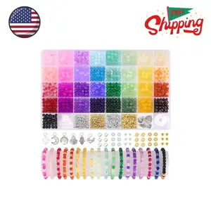 1368pcs 6mm Glass Beads for Bracelets, 34 Colors Crystal Beads