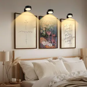Wireless LED Wall Light Art Display Lamp, Remote Dimming and Timer, Light Dimmable, 3 Lighting Modes, Frame Art Portrait, Picture Frame Light, Ceiling Decorative Disk Lamp