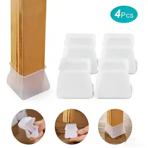 Square Chair Leg Protectors for Hardwood Floors,4 Pcs Silicone Felt Furniture Legs Caps to Prevent Floor from Scratches and Reduce Noise, Easy to Move,1.3-1.57"