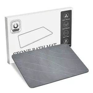 AquaZen Stone Bath Mat, Diatomaceous Earth Shower Mat, Easy to Clean Water-absorbent Anti-slip