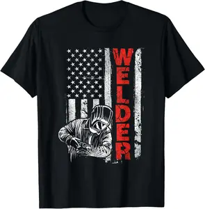100% Cotton USA American Welding Worker Metalworking Lover T-Shirt Fabric Menswear gift for all streetwear Casual Graphic Tee Tshirt