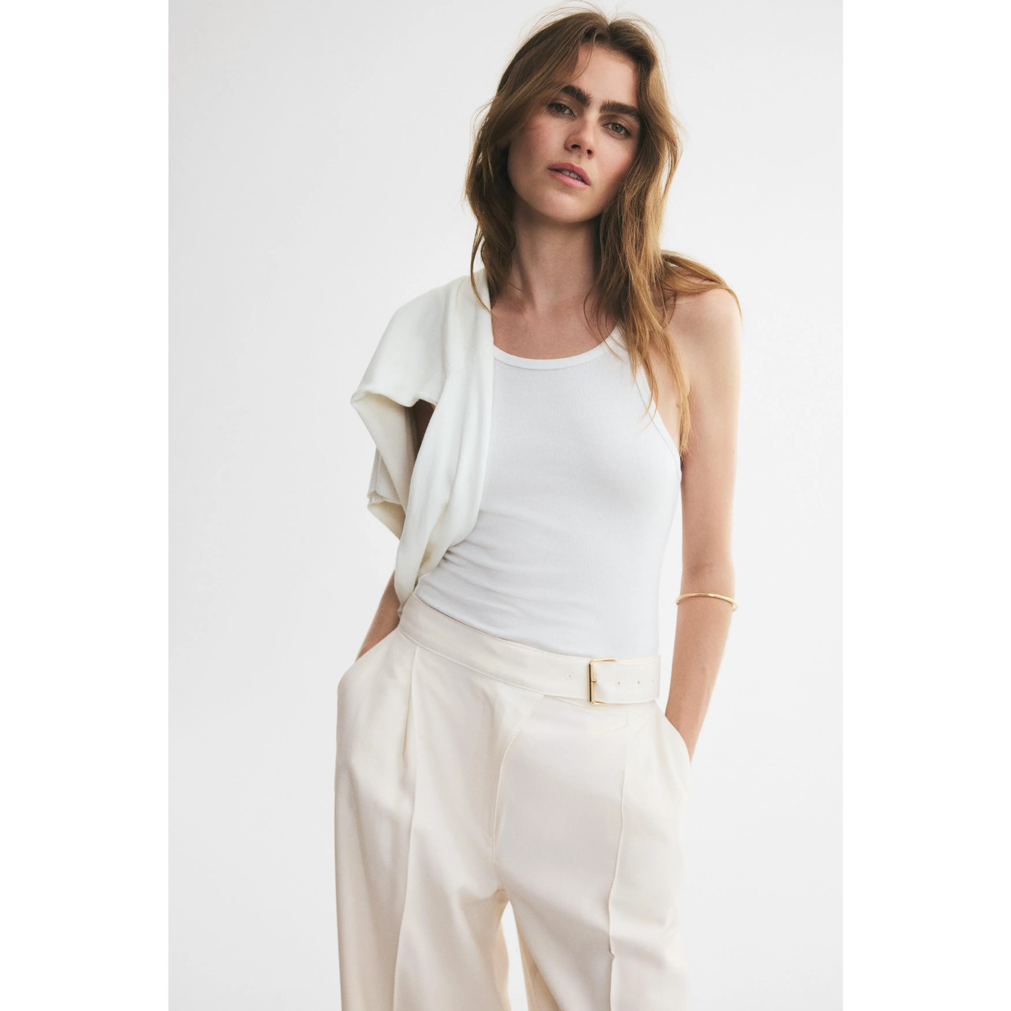 H&M Straight belted trousers