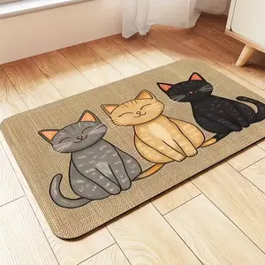 Non-Slip Cat Feeding Mat Set, Cute Design for Cats & Kittens, Anti-Leakage Easy Clean Pet Food Pad, Durable Fashionable Practical Pet Mat