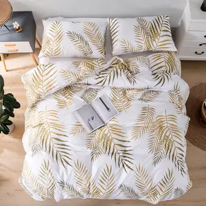 Soft Microfiber Printed Quilt Cover Set, 2/3 Piece Set with Zipper Closure, Plush Comfortable Bedding, Decorative Bedding Set, 1 Quilt Cover & 2 Pillowcases