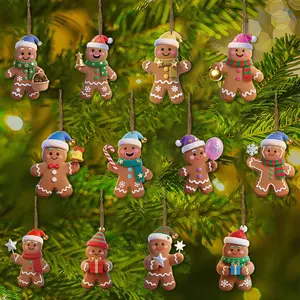 24pcs Wooden Gingerbread Man Ornaments for Christmas Tree, Assorted Gingerbread Figurines Decorations with Gingerbreads House Ornaments for Holiday Christmas Tree Home Decor Set christmas decorations